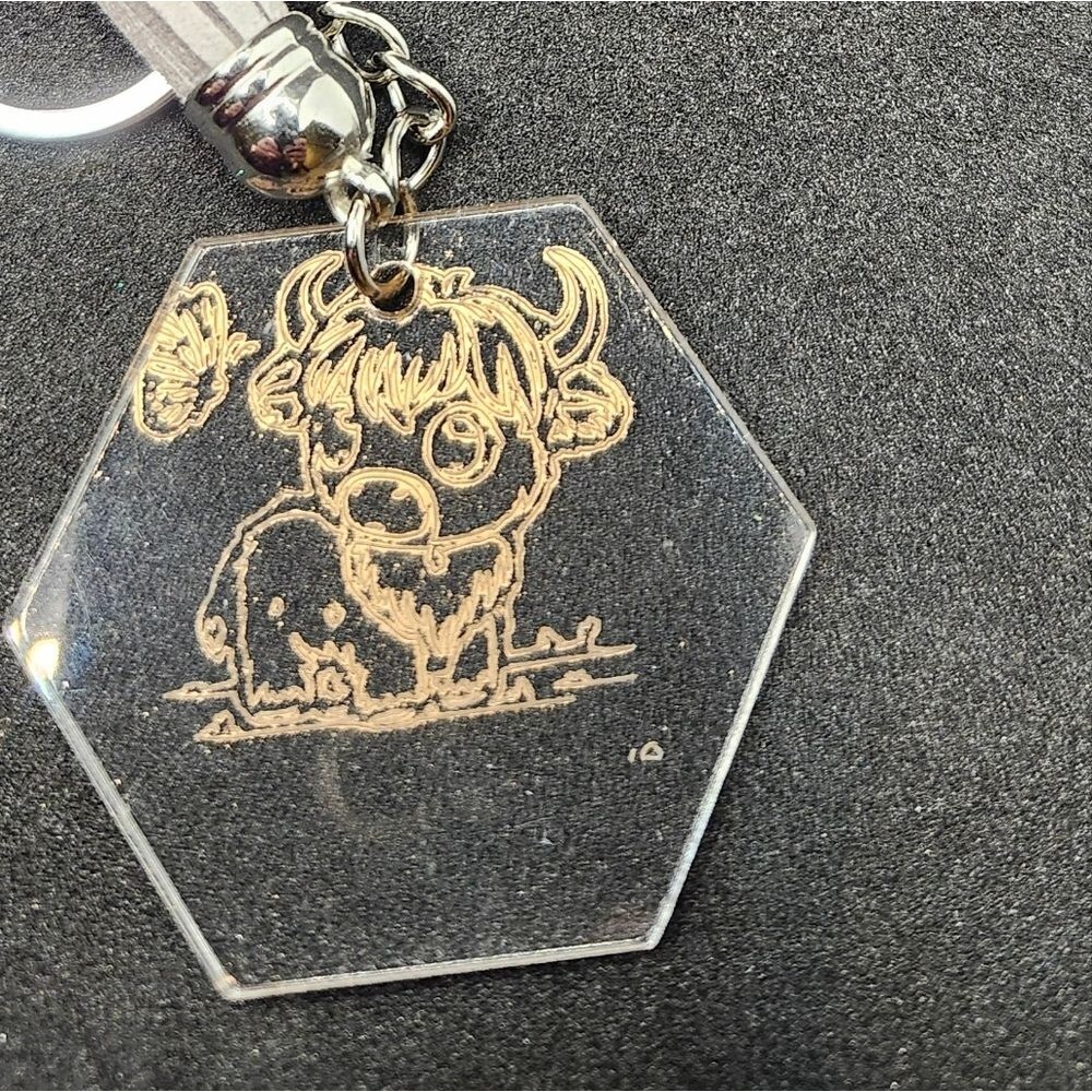 Hand Crafted Keychain Highland Cow Cream Silver Bag Charm, Zipper Pull Tassel